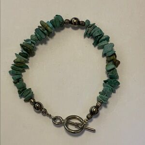 Turquoise Chip Bracelet with Silver Accents